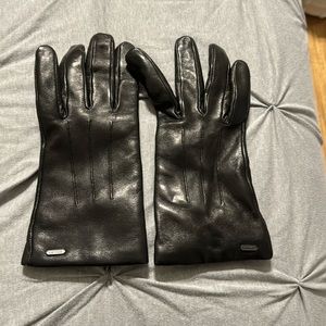 Coach black leather gloves